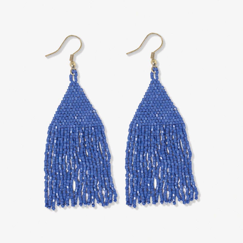 INK + ALLOY- Lexie Solid Beaded Fringe Earrings Lapis