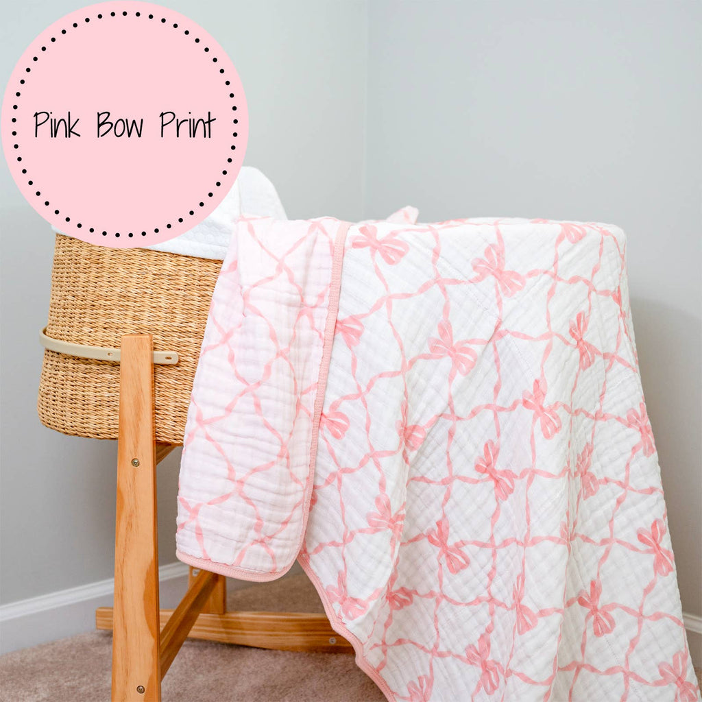 LollyBanks- Beautiful Bows Baby Toddler Muslin Blanket