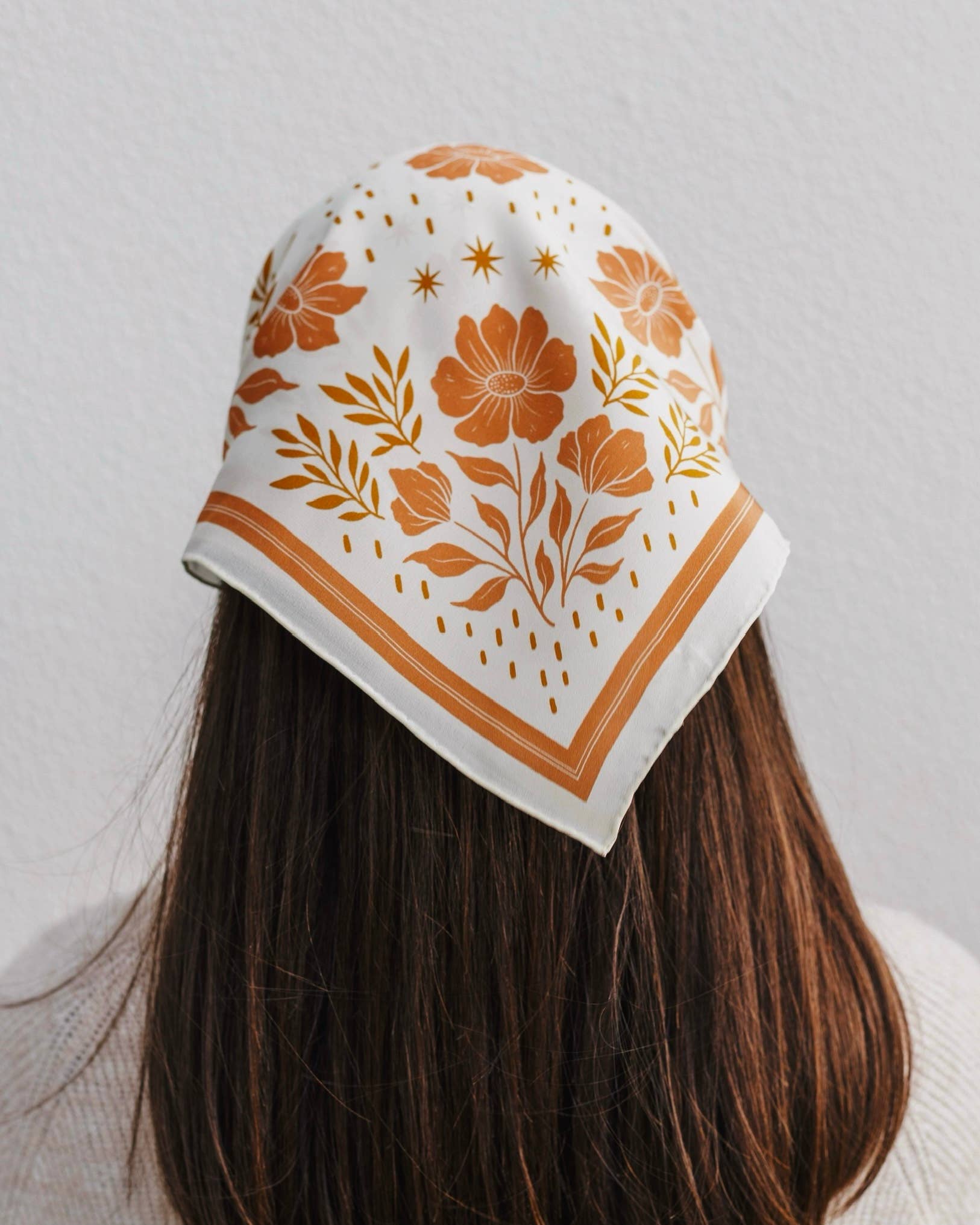 Flora West Design- 100% Silk Bandana Scarf - Desert Floral Western Earth Tones
