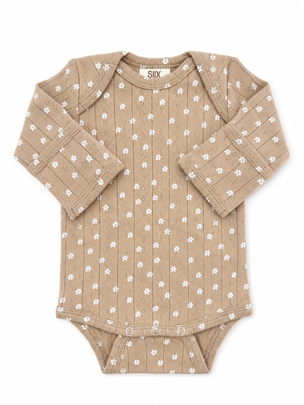 SIIX Collection- Almond Bloom / Organic Pointelle Long Sleeve Bodysuit
