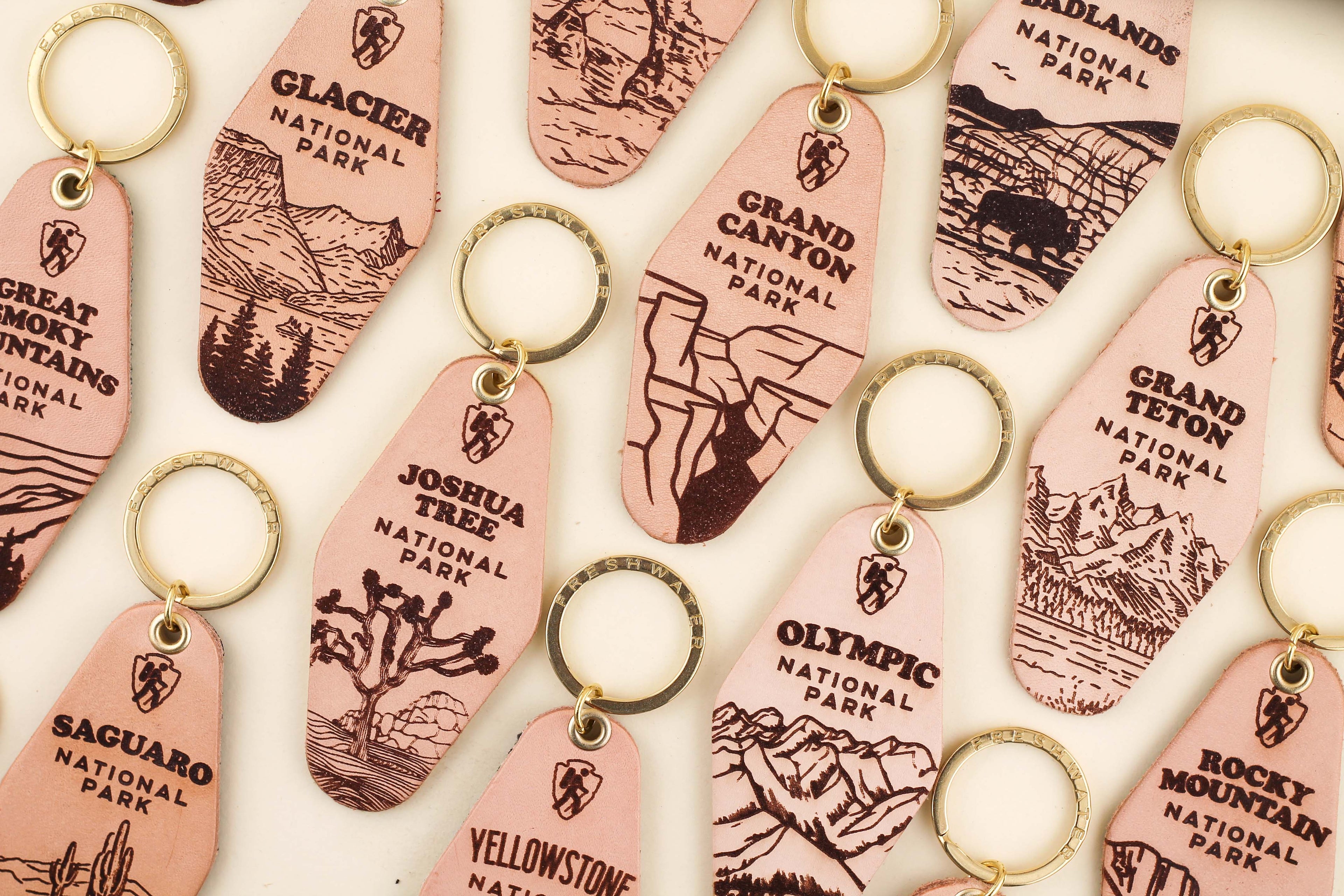Freshwater Curated Goods- National Park Hotel Leather Keychain