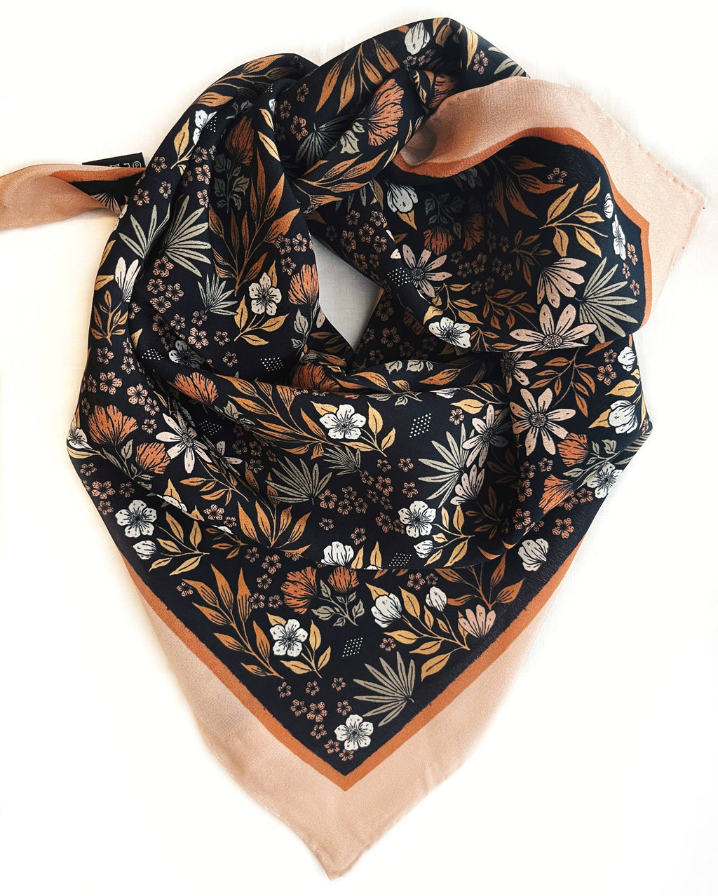 Flora West Design- 100% Silk Bandana Scarf -Midnight Garden Floral Western Wear