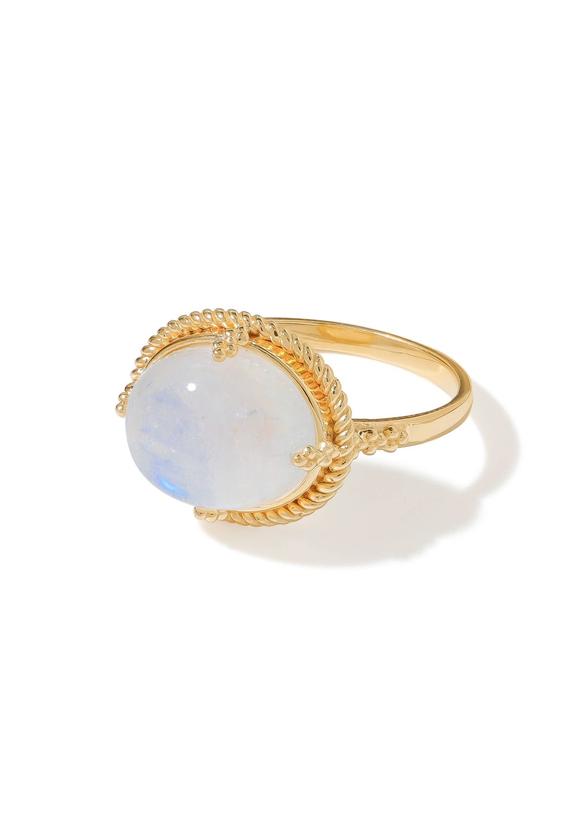 Tiramisu- Artisan Braid Rope Detail Moonstone Gold Plated Ring
