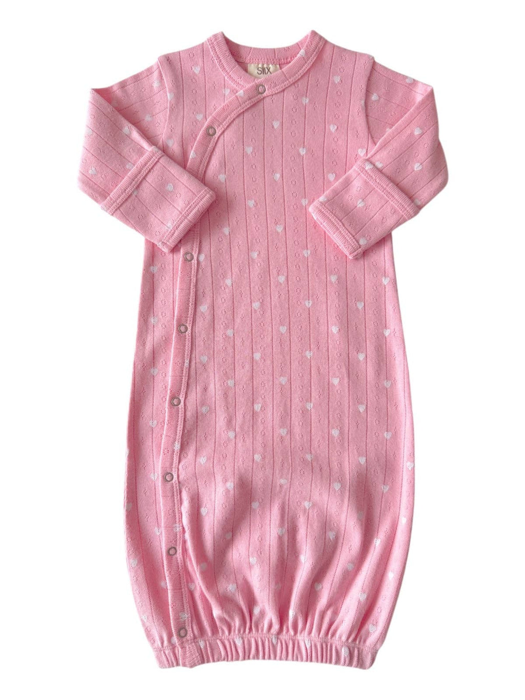 SIIX Collection- Pink with White Heart / Organic Pointelle Gown