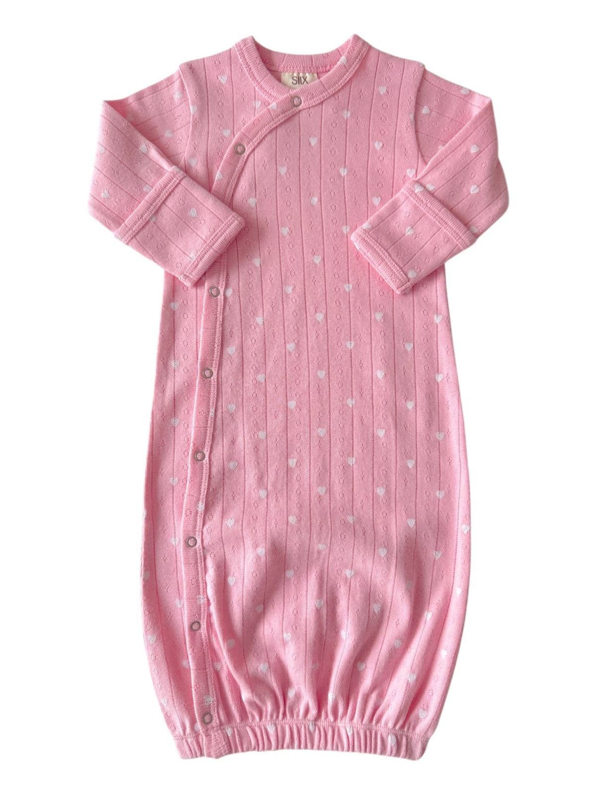 SIIX Collection- Pink with White Heart / Organic Pointelle Gown