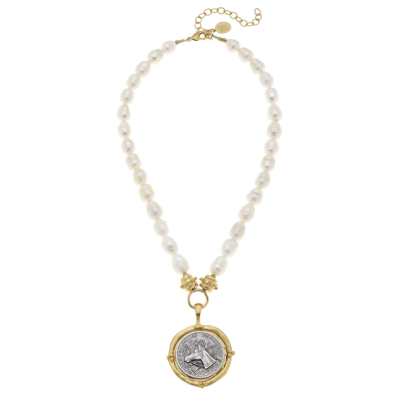Susan Shaw- Gold and Silver Horse on Genuine Freshwater Pearls