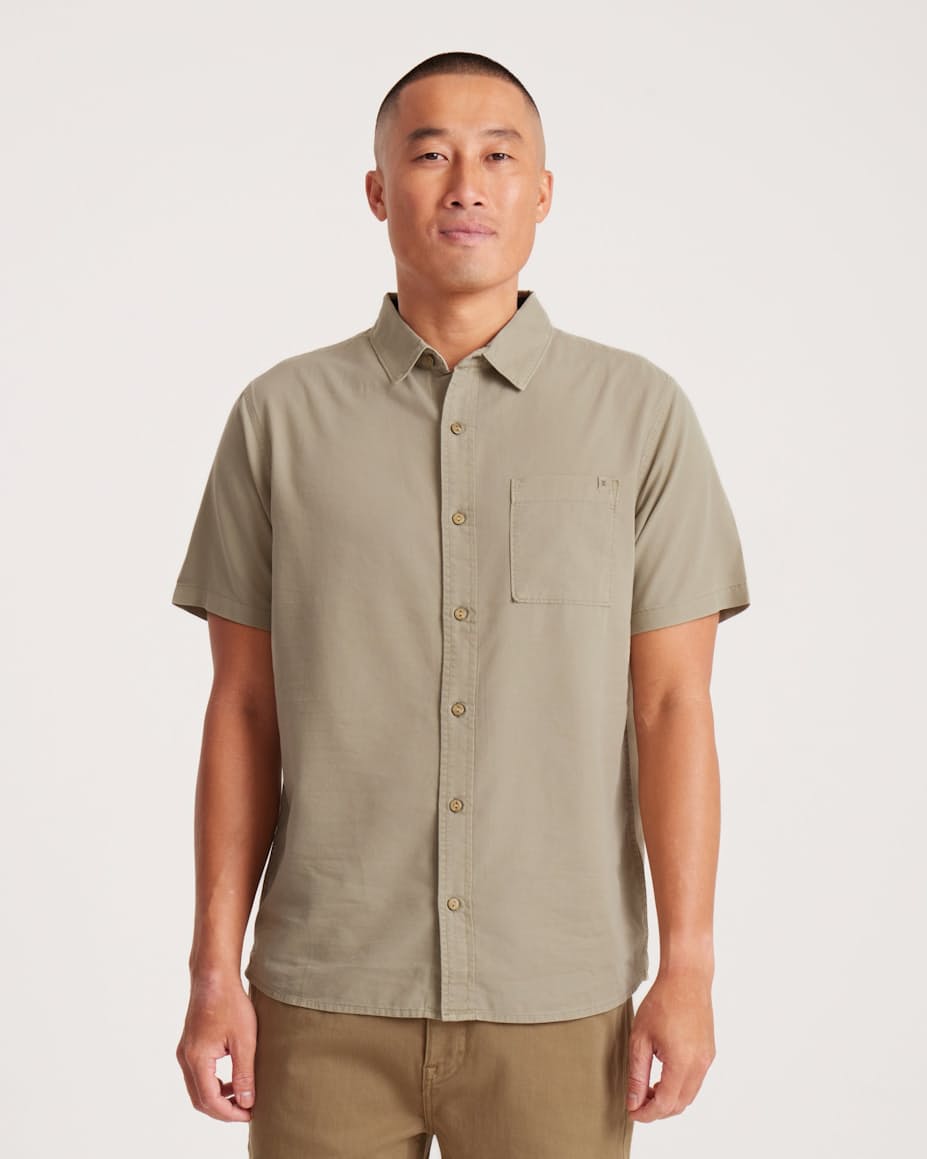 Roark- Made To Fade Short Sleeve Button Up Shirt in Washed Sage