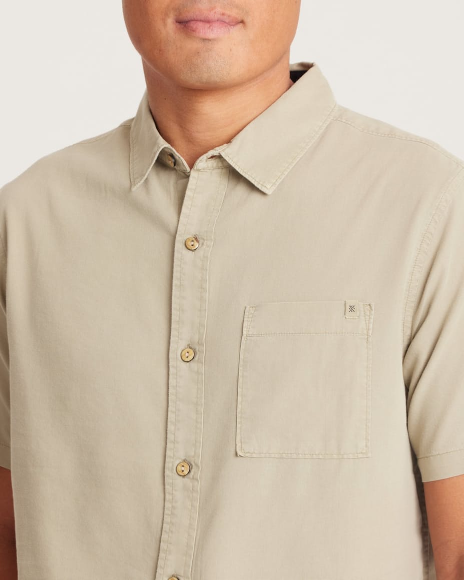Roark- Made To Fade Short Sleeve Button Up Shirt in Washed Sage