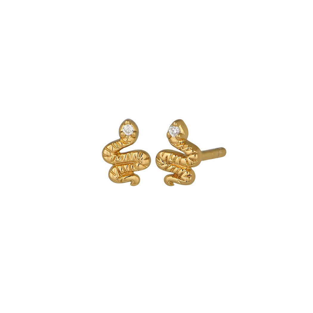 Land of Salt- Snake Stud Earrings in Gold
