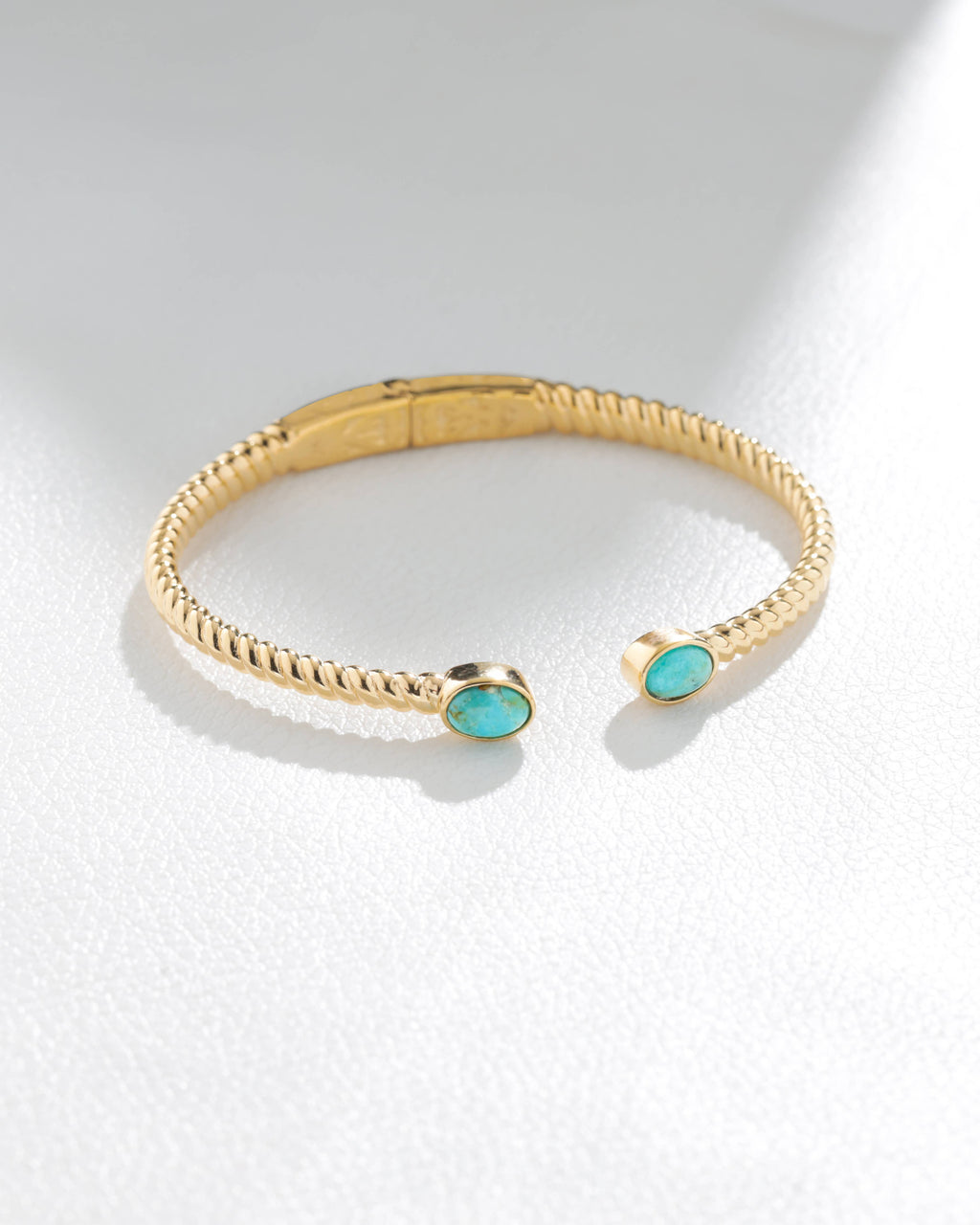 Tiramisu- Gold Plated 925 Silver Turquoise Bangle Bracelet RLB10753