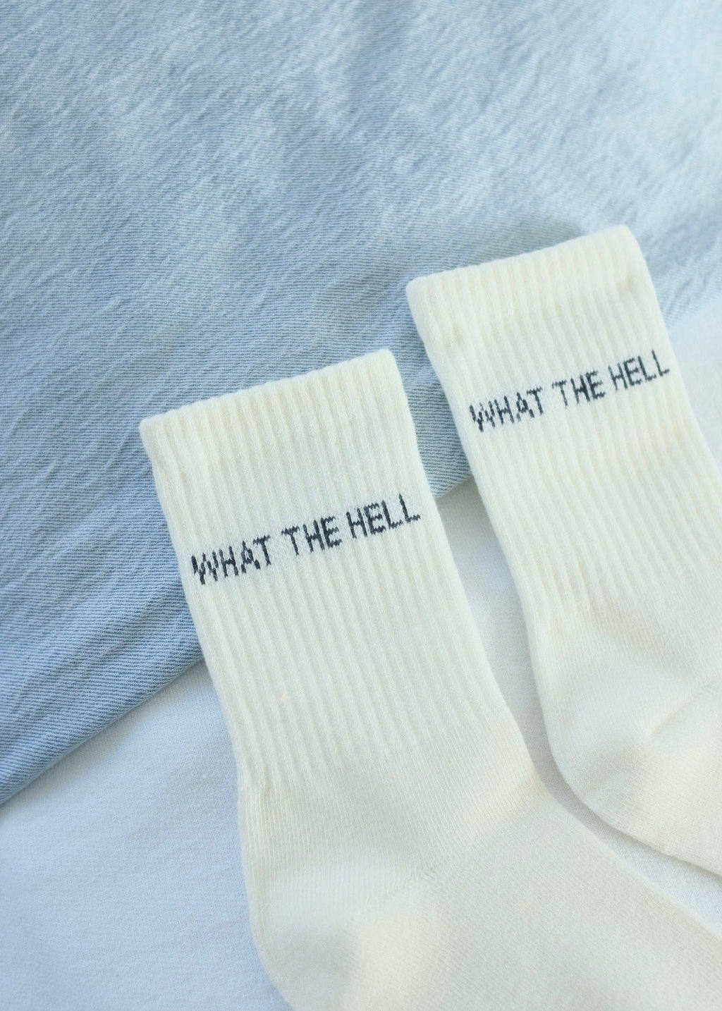 First Summer- What The Hell Ribbed Crew Socks, Cream