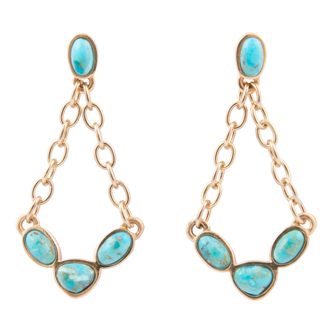 Barse Jewelry- Sublime Blue Turquoise Golden Chain Post Earrings