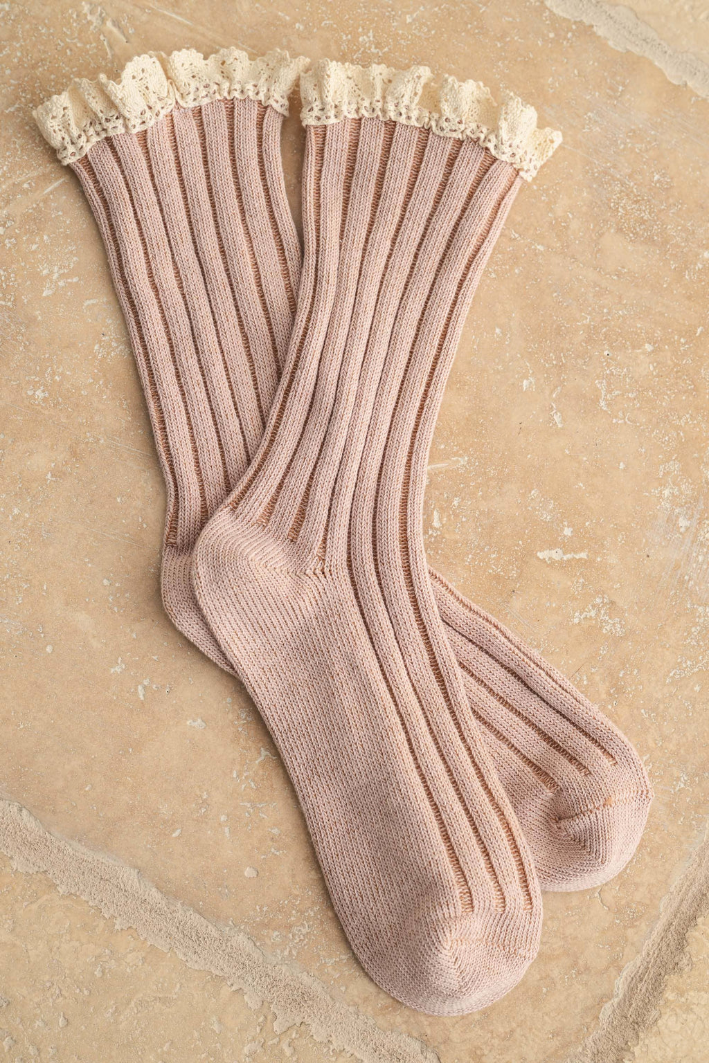 MIOU MUSE-  Dye & Wash Crochet Trim Socks
