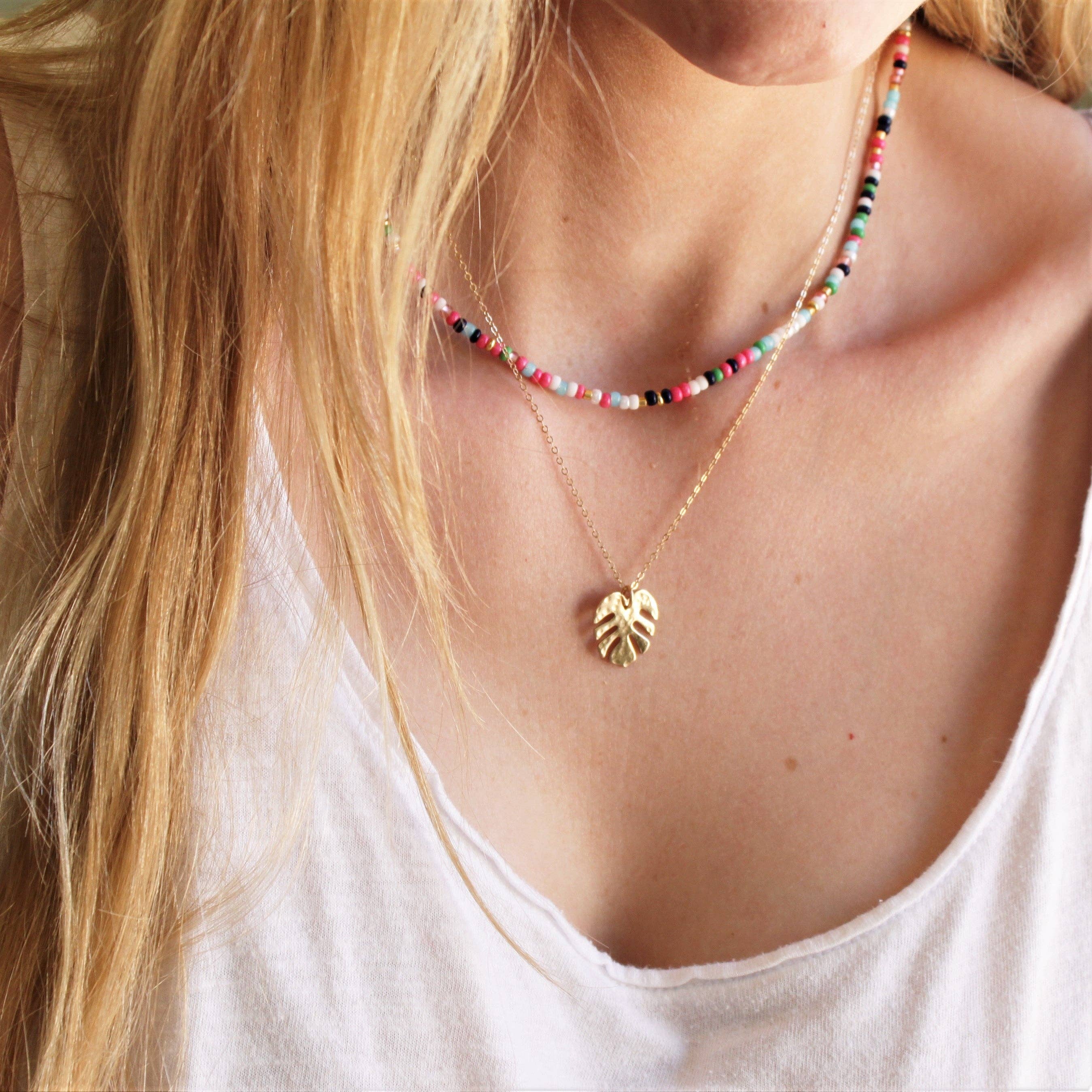 The Silver Wren- Unity Beaded Necklace - Navy, Green & Pink