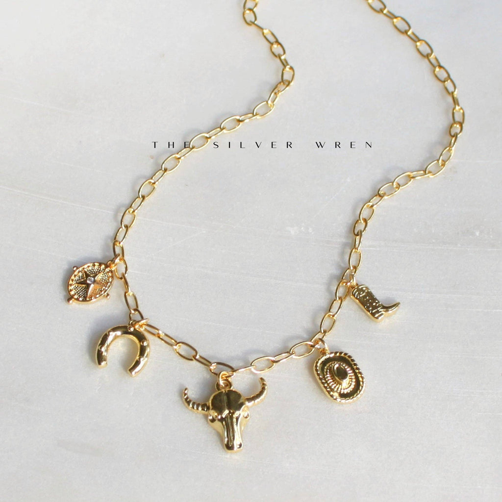 The Silver Wren- Western Multi Charm Necklace