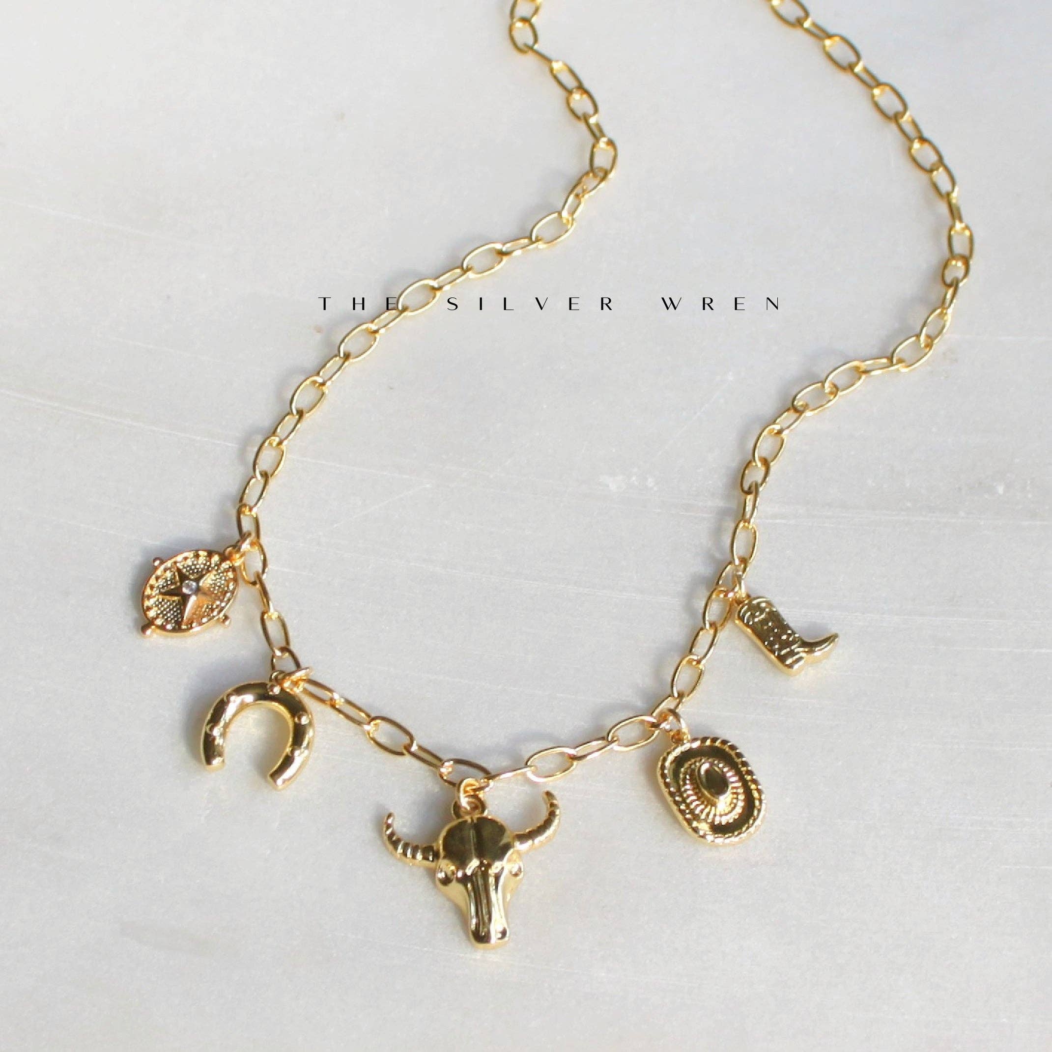 The Silver Wren- Western Multi Charm Necklace