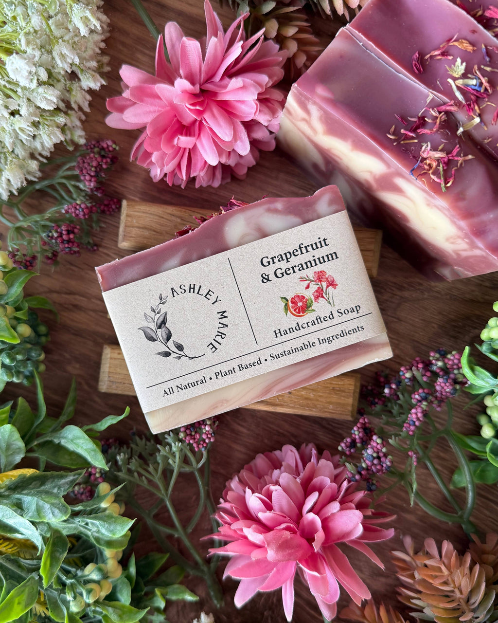 Ashley Marie Soap- Grapefruit & Geranium Bar Soap |Brightening Handmade Artisan
