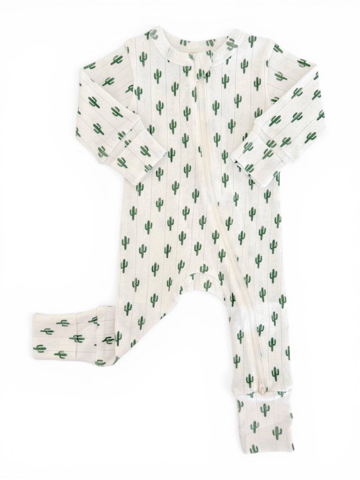 SIIX Collection- Cactus / Organic Pointelle 2-Way Zip Romper