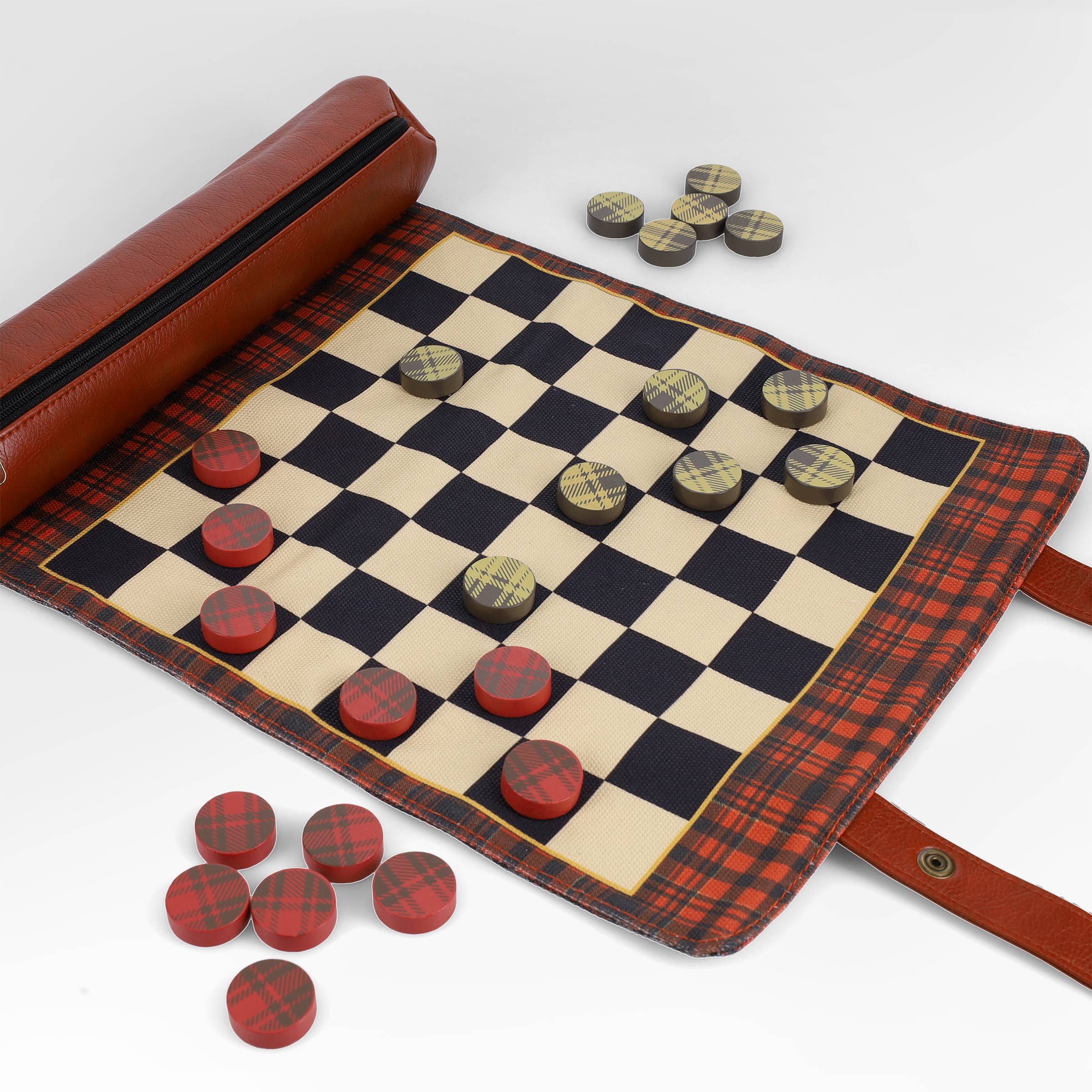 Chronicle Books- Pendleton Red Black Check Pattern Chess & Checkers
