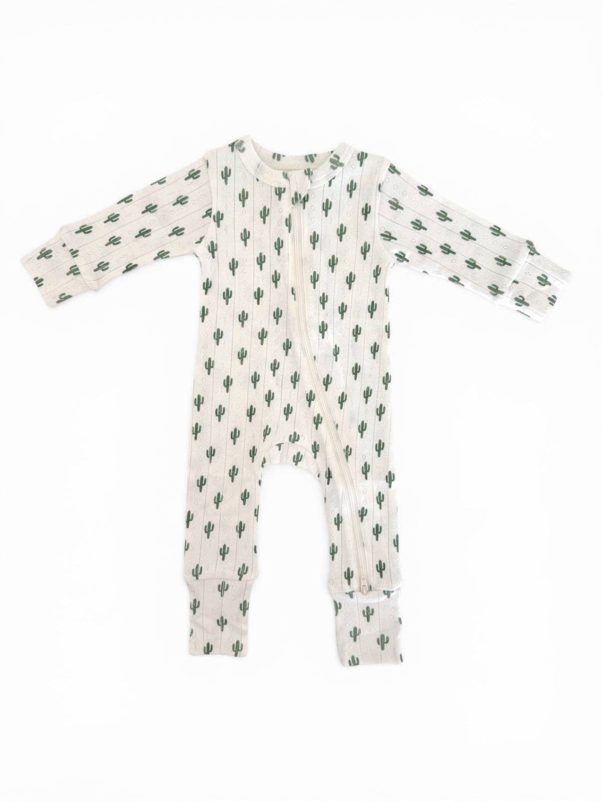 SIIX Collection- Cactus / Organic Pointelle 2-Way Zip Romper