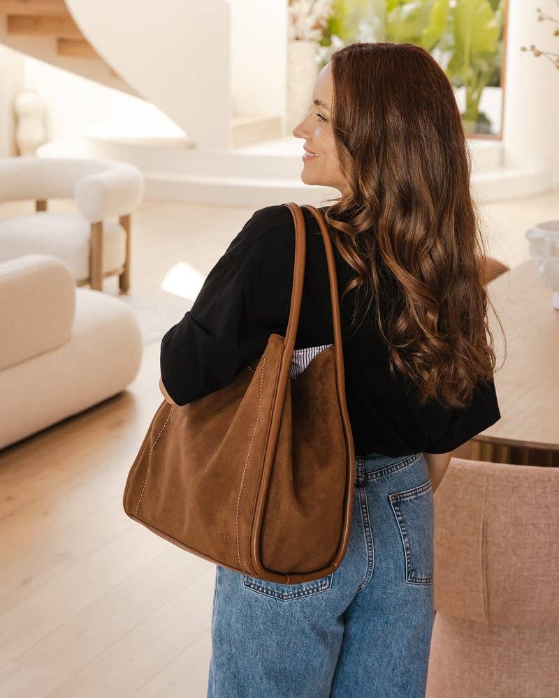 Louenhide- Shoulder Bag  - Vegan Suede Tan | Sutton