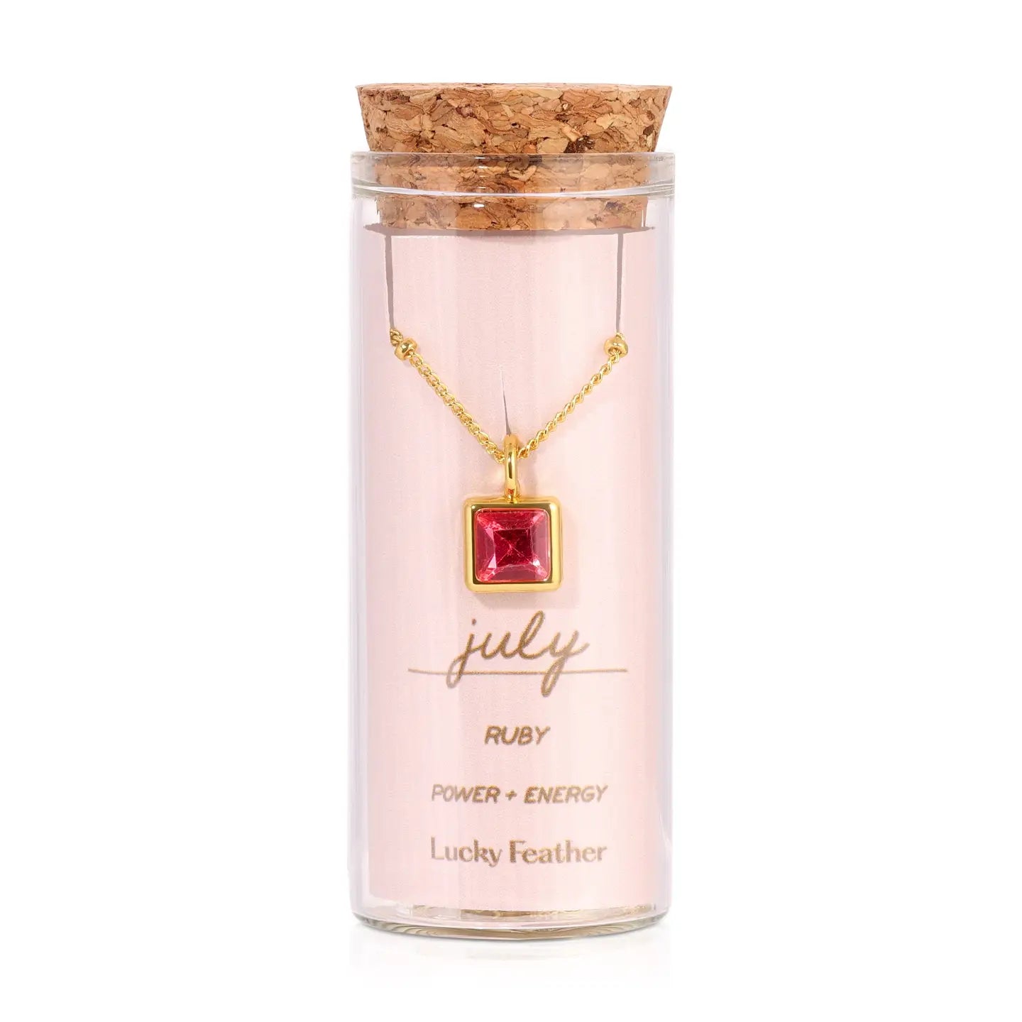 Lucky Feather- Birthstone Bottle Necklace