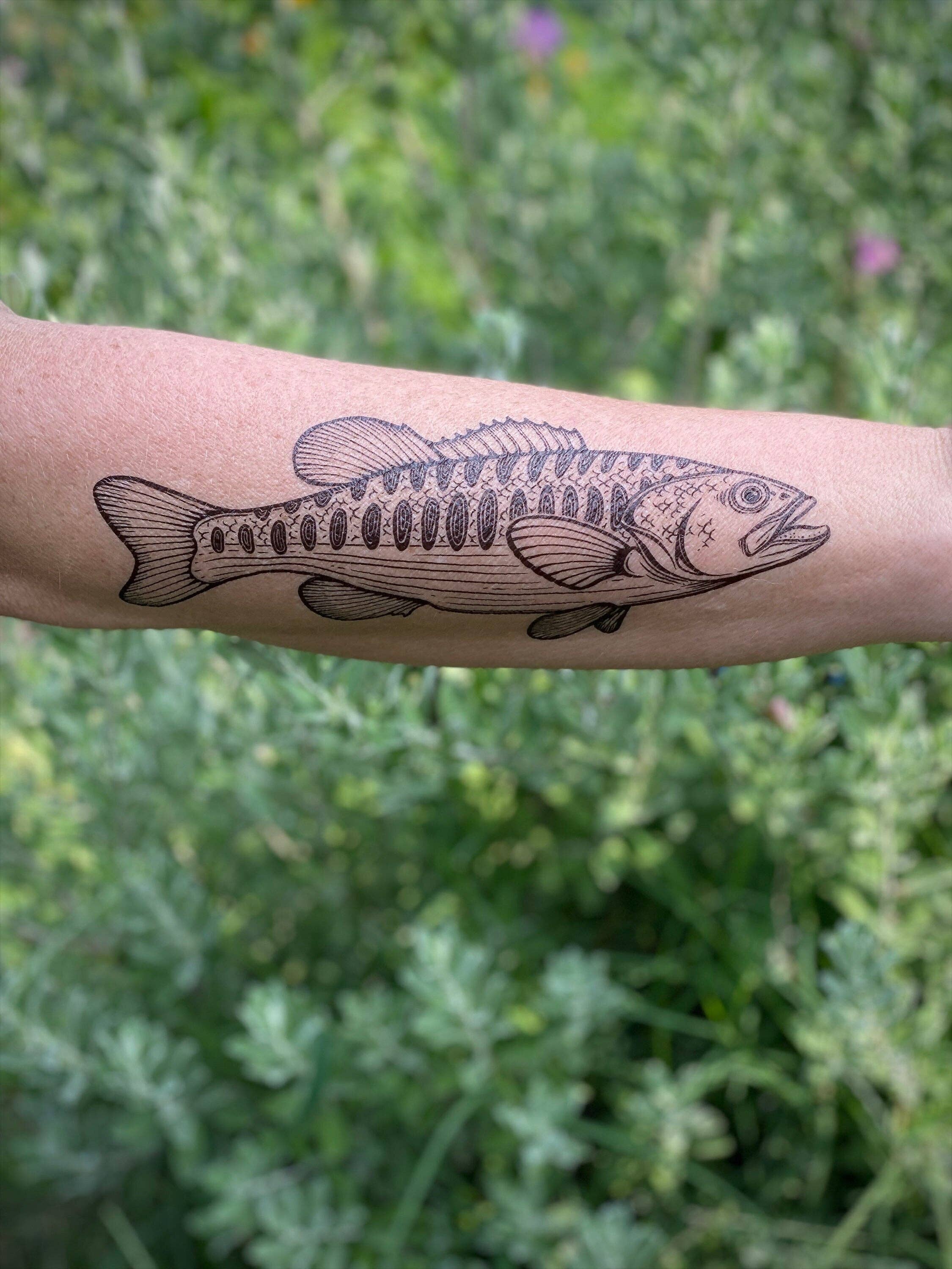 NatureTats - Bass Fish Temporary Tattoo