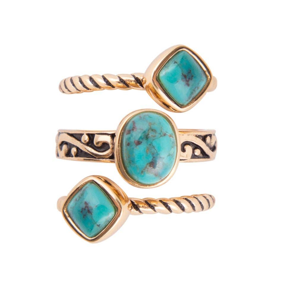 Barse Jewelry- Multi-Shape Turquoise Trio Ring