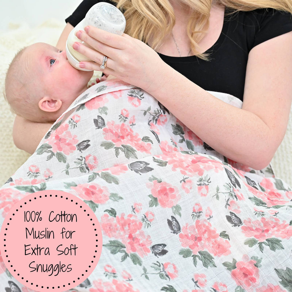 LollyBanks- Pretty in Peony Baby Muslin Swaddle Blanket