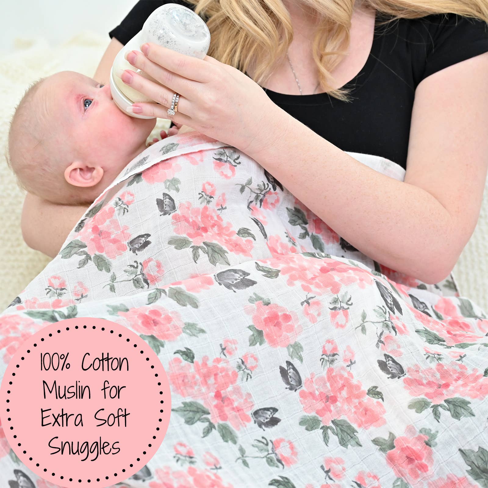 LollyBanks- Pretty in Peony Baby Muslin Swaddle Blanket