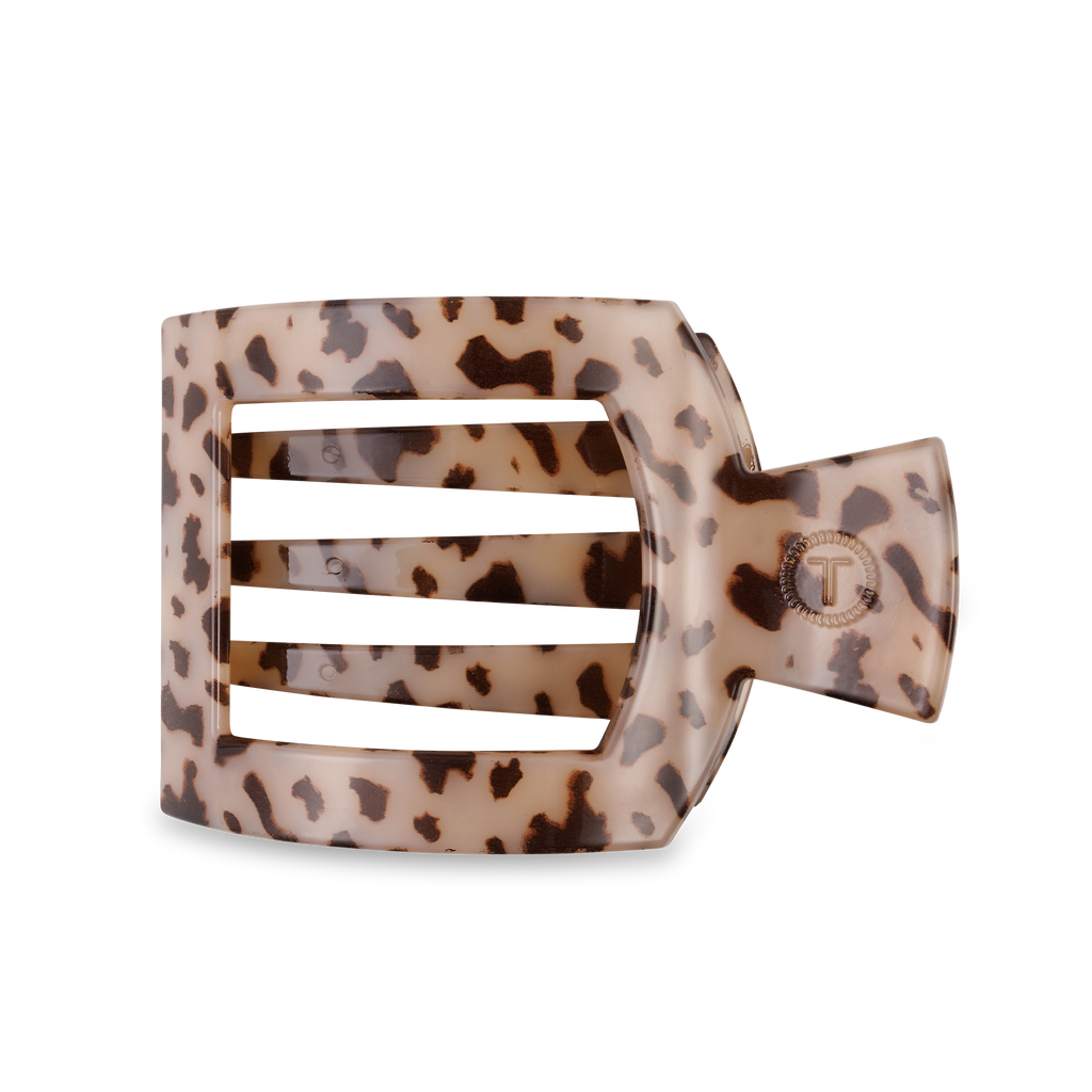 TELETIES- Square Flat Hair Clip | Large | Blonde Tortoise