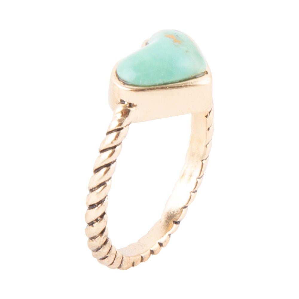 Barse Jewelry- Turquoise Rope My Heart Ring