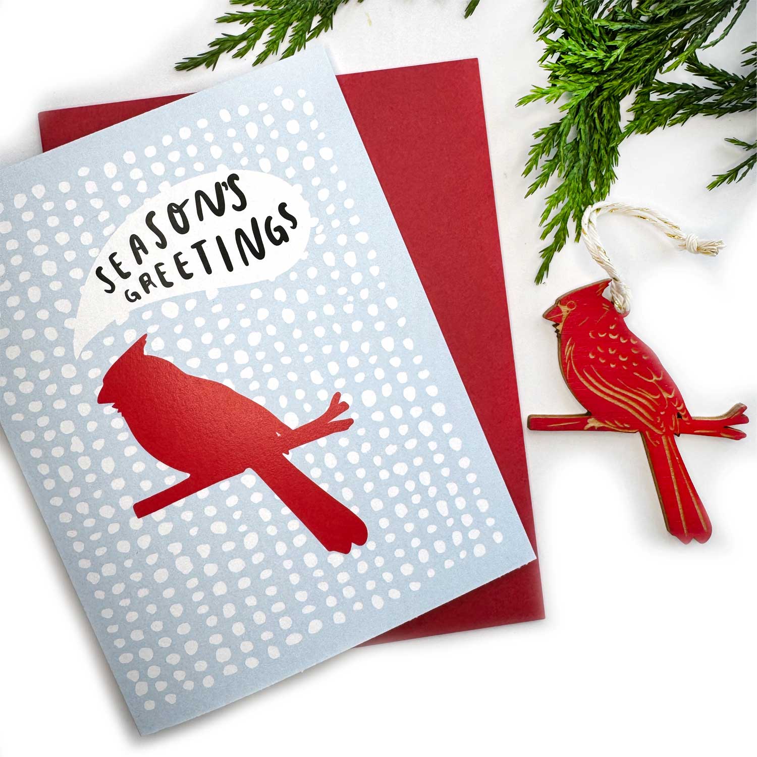SnowMade- Seasons Greetings - Cardinal Ornament w/ Card