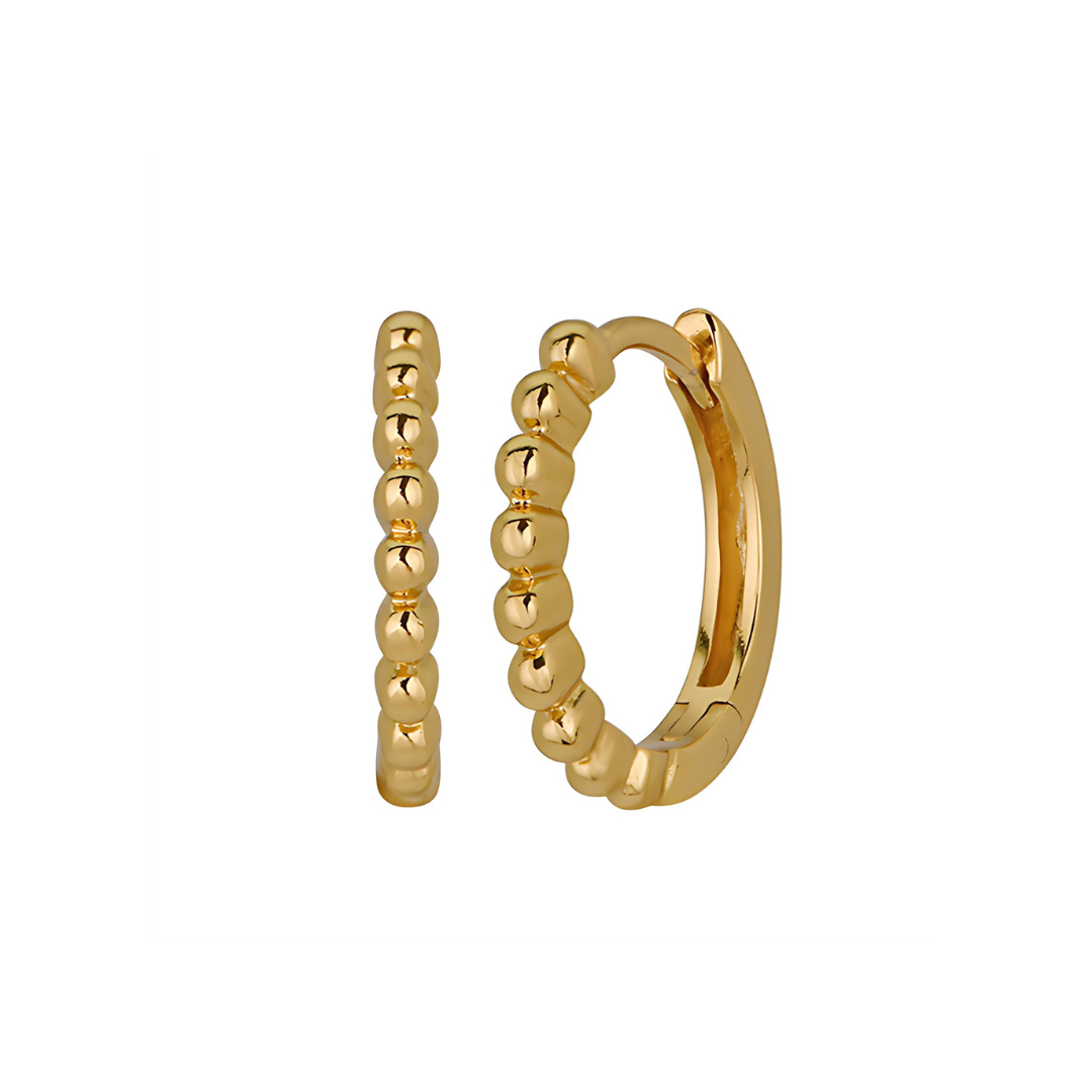 Land of Salt- Small Beaded Hoop Earrings in Gold