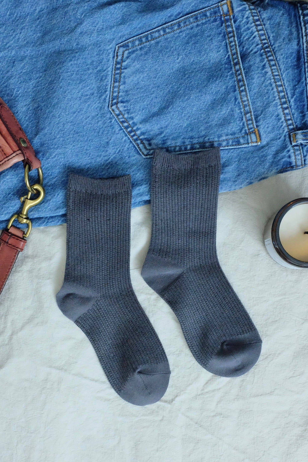First Summer- Cozy Waffle-Knit Fall Crew Socks