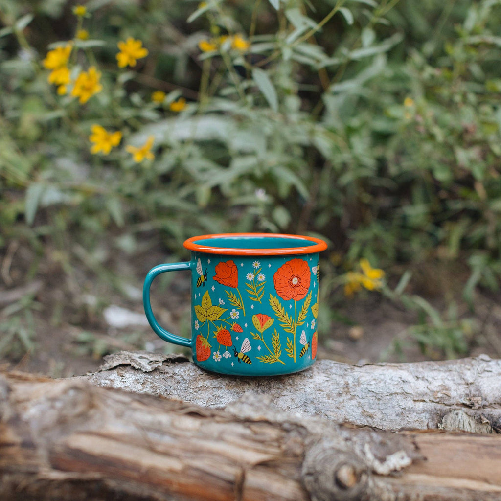 Trek Light- Enamel Coffee & Camp Mug | Garden Buzz | 16 oz | Poppies