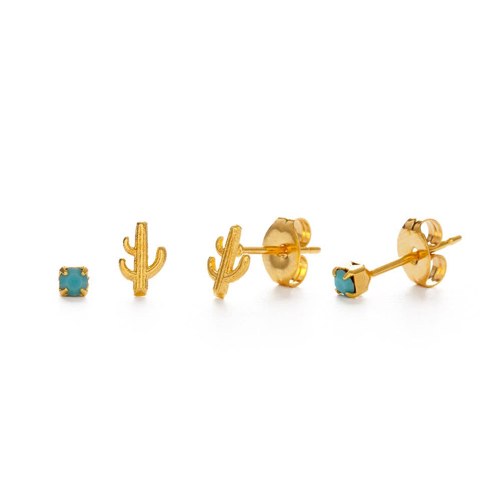 Amano Studio- Cactus + Turquoise Stud Earring Set