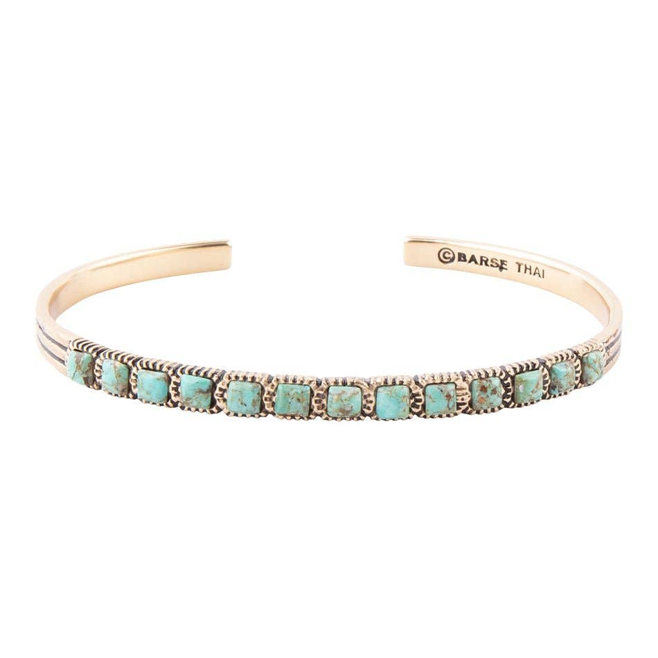 Barse Jewelry- In Line Turquoise and Bronze Cuff Bracelet