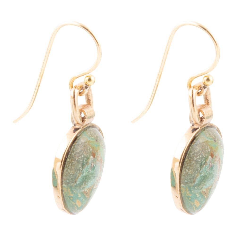 Barse Jewelry- Drops of Blue Turquoise Golden Bronze Drop Earrings