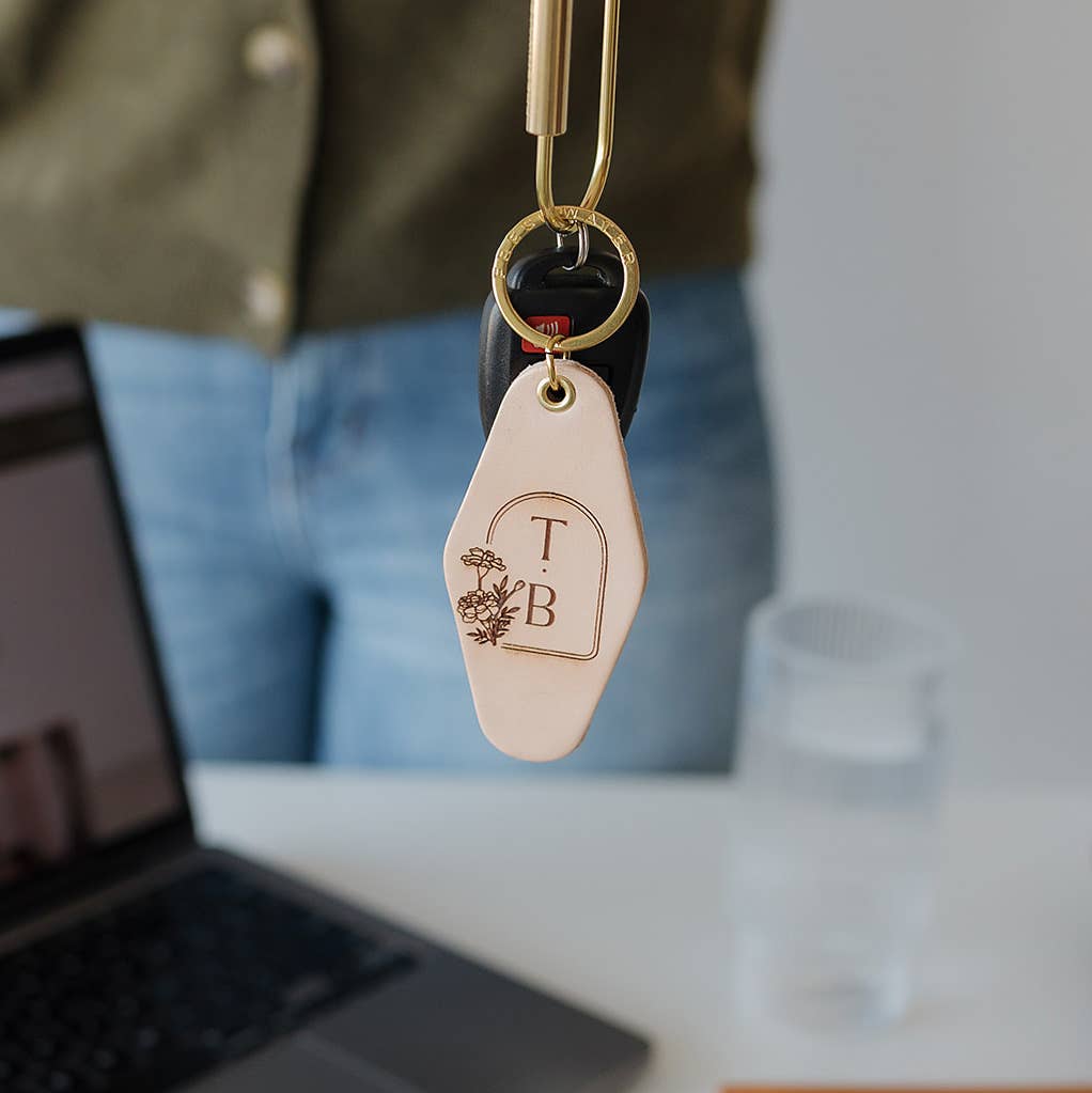 Freshwater Curated Goods- Custom Logo Hotel Leather Keychain