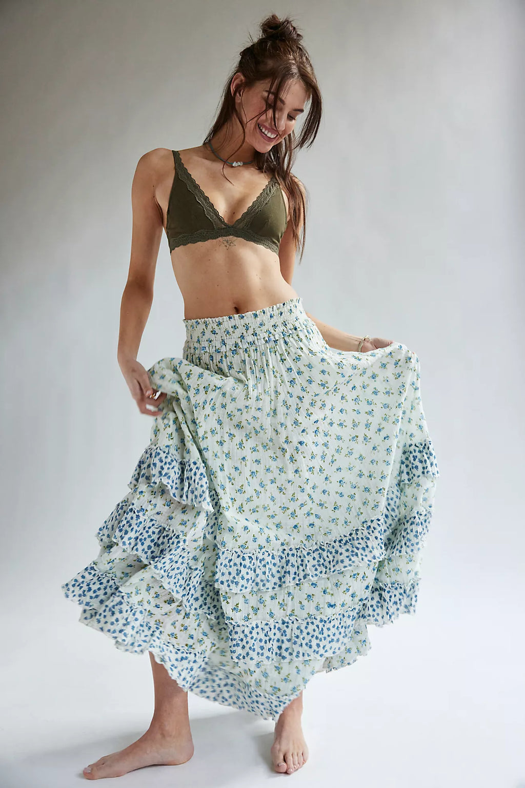 Free People - Brynn Printed Maxi Skirt - Ivory Combo