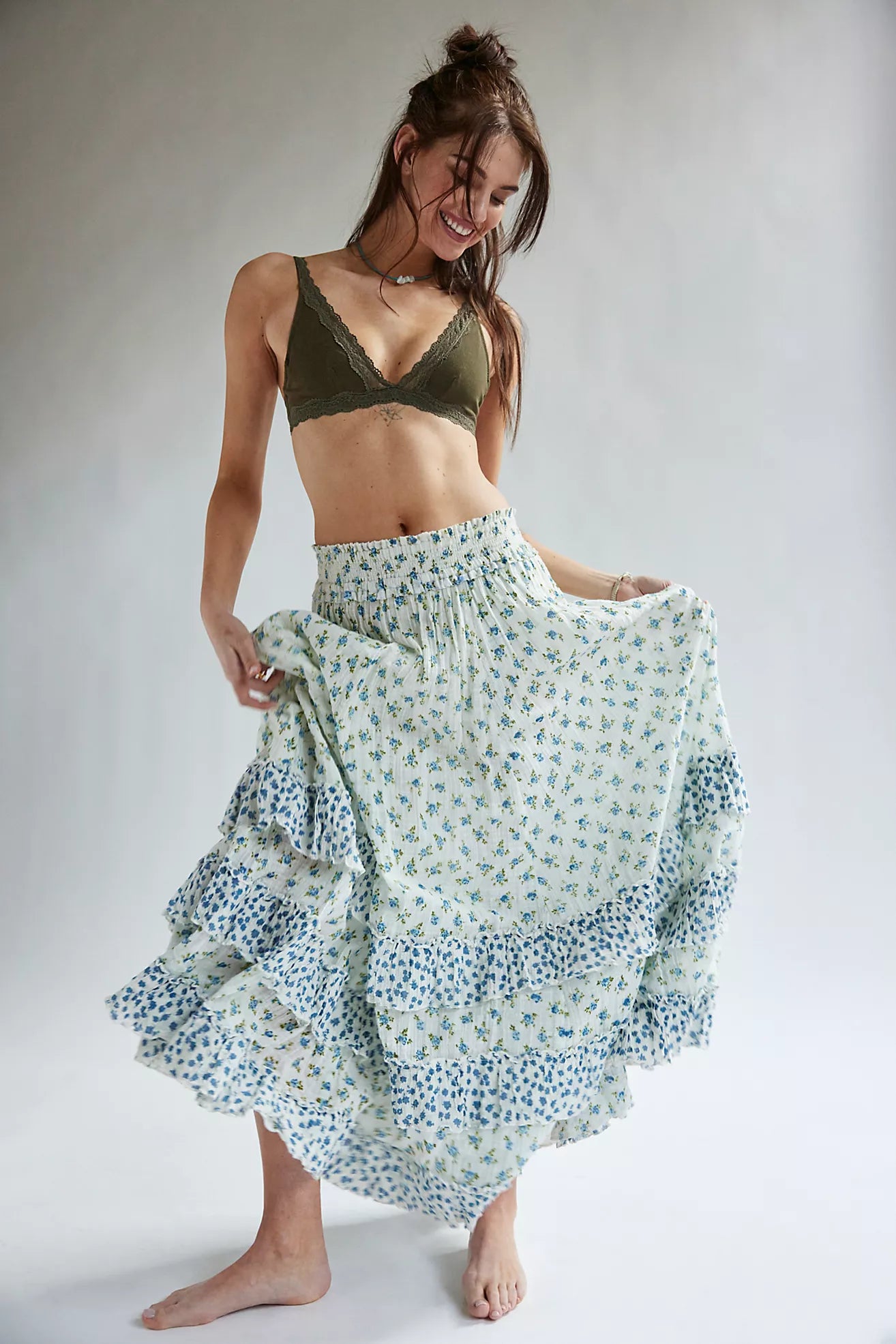 Free People - Brynn Printed Maxi Skirt - Ivory Combo