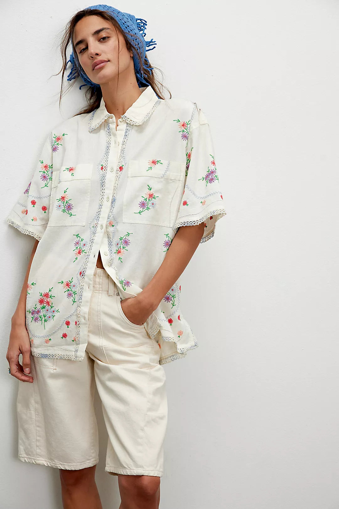 Free People- Emma Embroidered Top