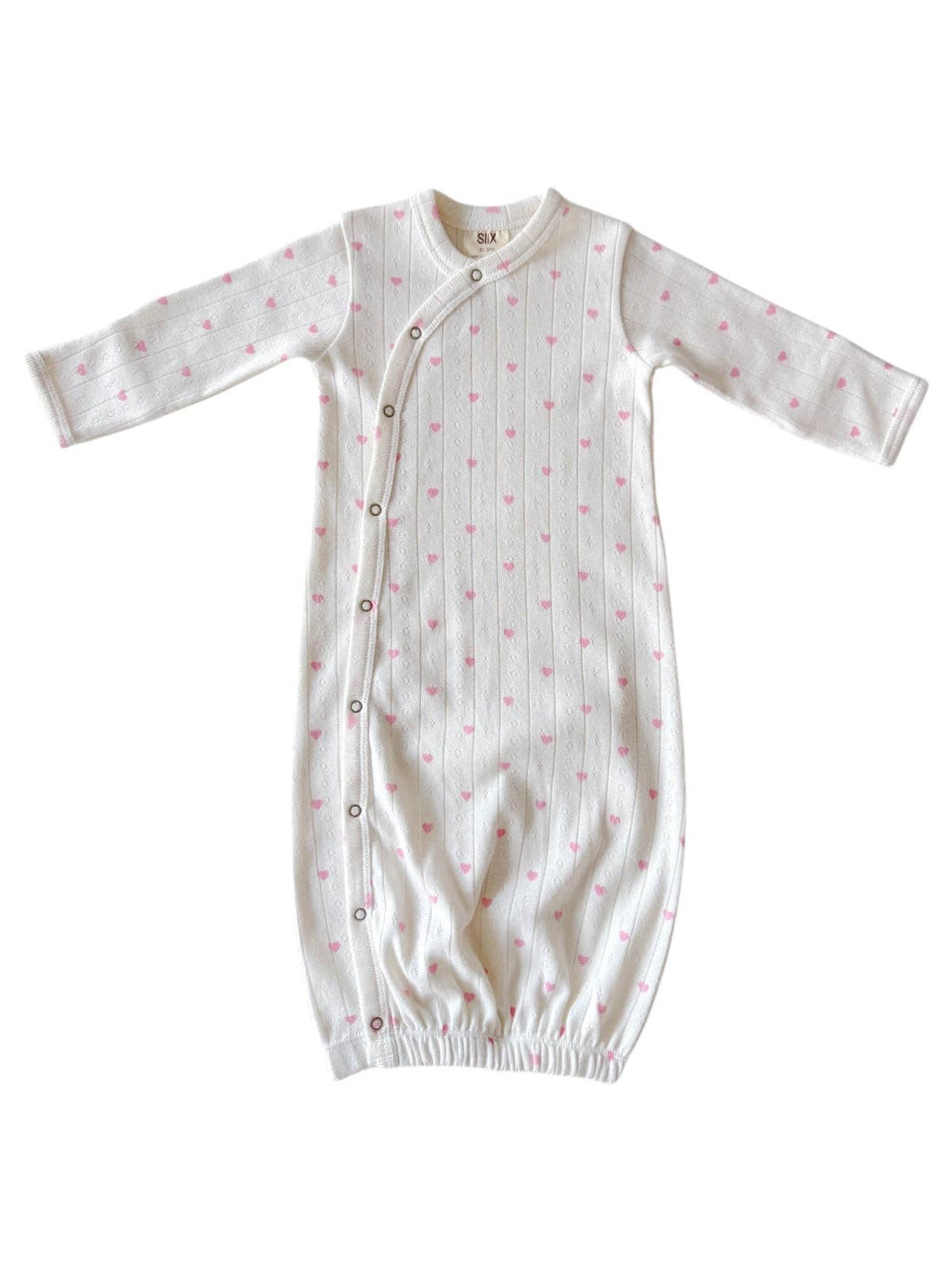 SIIX Collection- White with Pink Heart / Organic Pointelle Gown