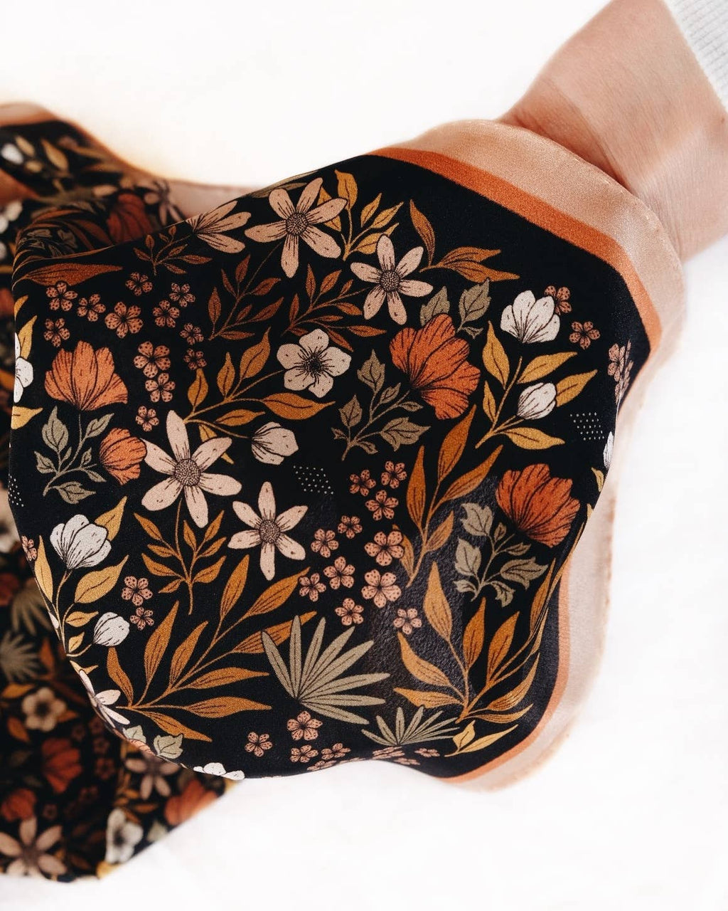 Flora West Design- 100% Silk Bandana Scarf -Midnight Garden Floral Western Wear
