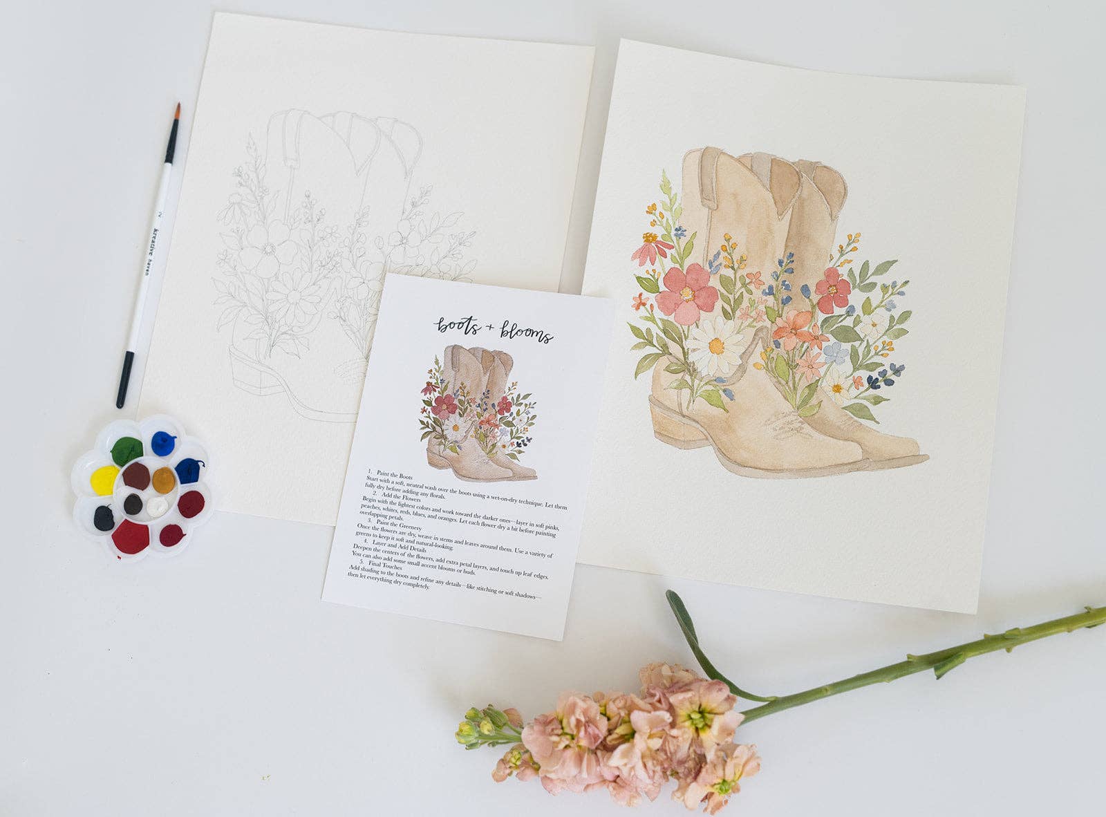 Bailey Rae Studio- Boots & blooms - watercolor kit