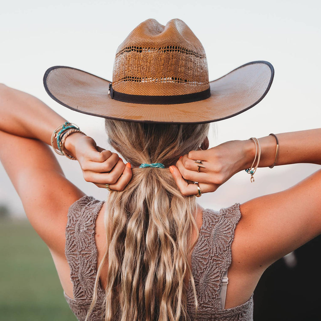 K'lani- "Stride" Turquoise with Gold Cowboy Boot Hair Tie Bracelets