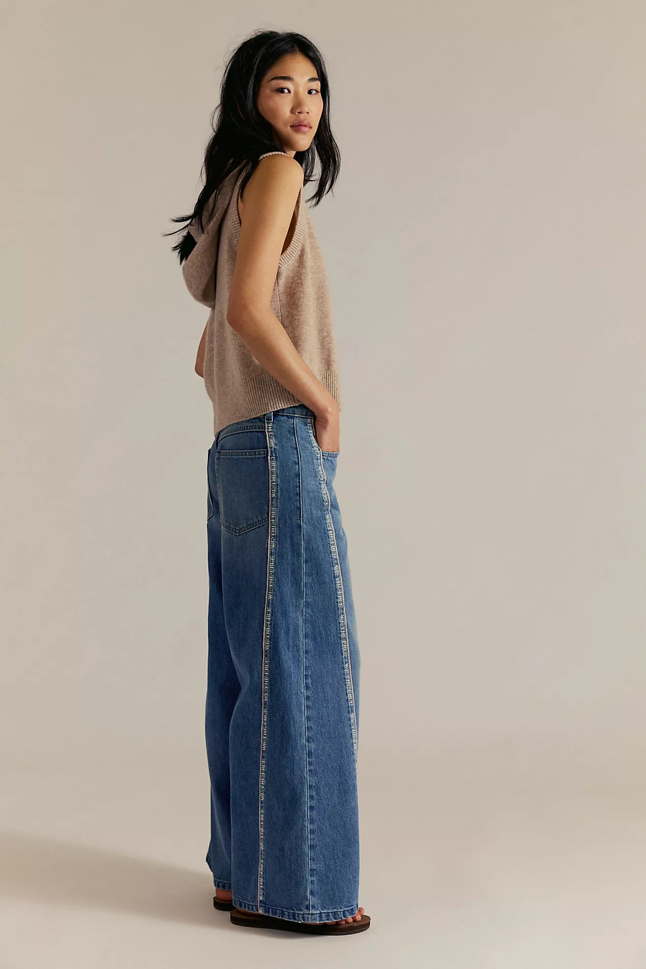 Free People- We The Free On The Edge Selvedge Wide-Leg Jeans