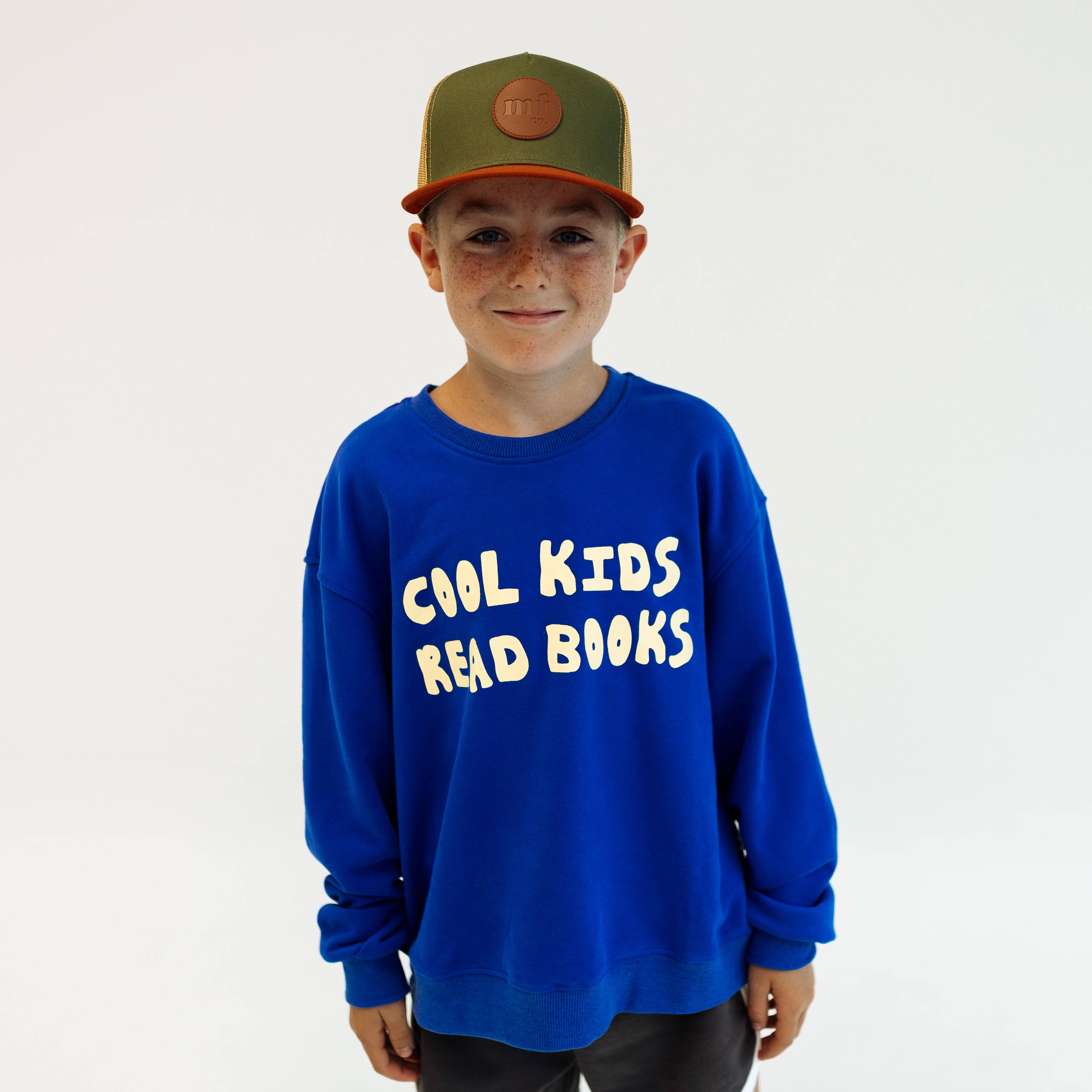 Minimalist Folk Co.- Cool Kids Read Books | ROYAL BLUE | oversized drop shoulder | KIDS