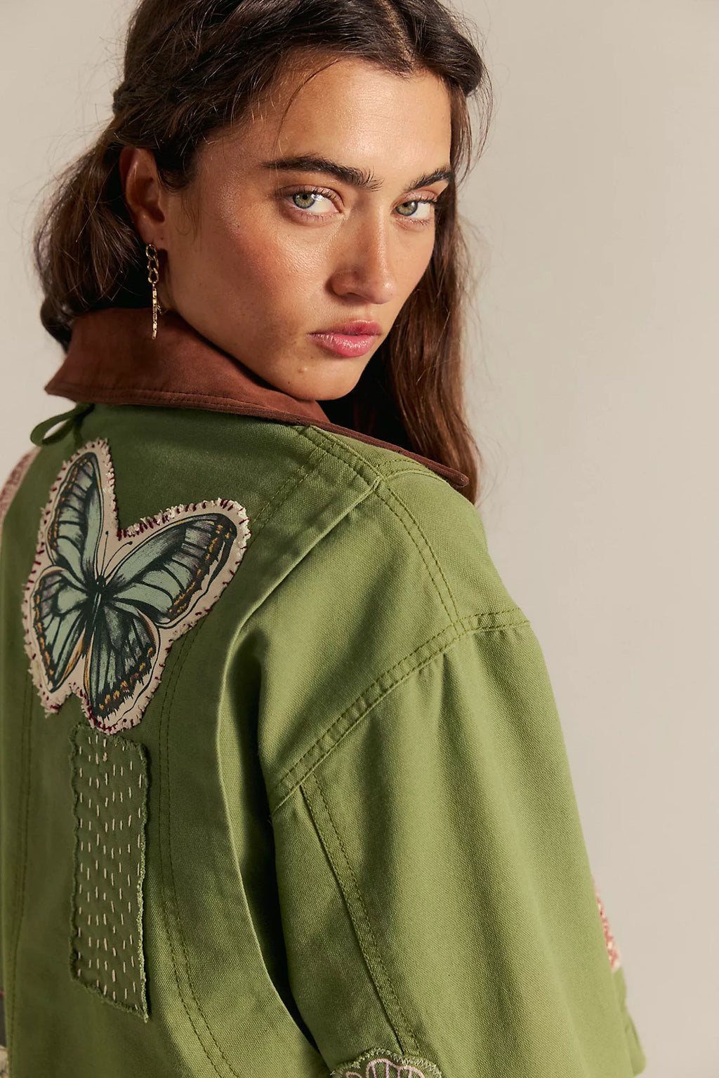 Free People- Martha Workwear Applique Jacket